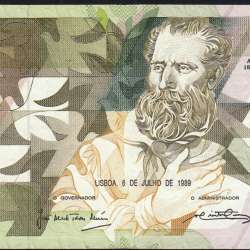 5000 Escudos 1989 Antero de Quental, 6 Julho 1989 Chapa 2A, Banco de Portugal, World Paper Money Pick 184 (Circulada)