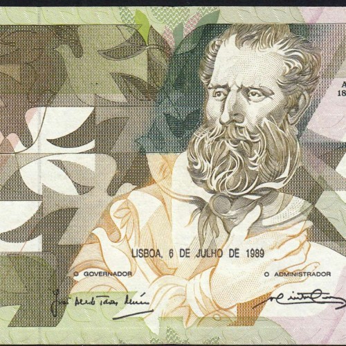 5000 Escudos 1989 Antero de Quental, 6 Julho 1989 Chapa 2A, Banco de Portugal, World Paper Money Pick 184 (Circulada)