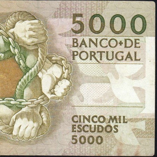 5000 Escudos 1989 Antero de Quental, 6 Julho 1989 Chapa 2A, Banco de Portugal, World Paper Money Pick 184 (Circulada)