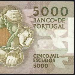 5000 Escudos 1987 Antero de Quental, 12 February 1987 Plate 2, Bank of Portugal, World Paper Money Pick 183 (Circulated)