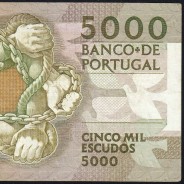 5000 Escudos 1987 Antero de Quental, 12 Fevereiro 1987 Chapa 2, Banco de Portugal, World Paper Money Pick 183 (Circulada)