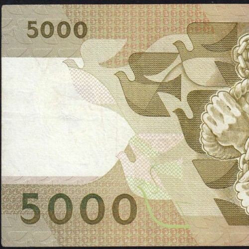 5000 Escudos 1987 Antero de Quental, 12 Fevereiro 1987 Chapa 2, Banco de Portugal, World Paper Money Pick 183 (Circulada)