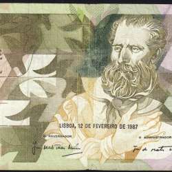 5000 Escudos 1987 Antero de Quental, 12 Fevereiro 1987 Chapa 2, Banco de Portugal, World Paper Money Pick 183 (Circulada)