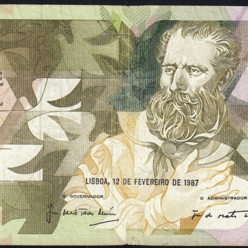 5000 Escudos 1987 Antero de Quental, 12 Fevereiro 1987 Chapa 2, Banco de Portugal, World Paper Money Pick 183 (Circulada)