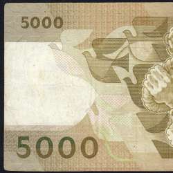 5000 Escudos 1987 Antero de Quental, 12 Fevereiro 1987 Chapa 2, Banco de Portugal, World Paper Money Pick 183 (Circulada)