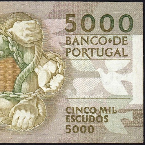 5000 Escudos 1987 Antero de Quental, 12 February 1987 Plate 2, Bank of Portugal, World Paper Money Pick 183 (Circulated)
