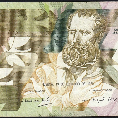 5000 Escudos 1989 Antero de Quental, 19 outubro 1989 Chapa 2A, Banco de Portugal, World Paper Money Pick 184 (Circulada)