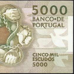 5000 Escudos 1989 Antero de Quental, 19 outubro 1989 Chapa 2A, Banco de Portugal, World Paper Money Pick 184 (Pouco Circulada)