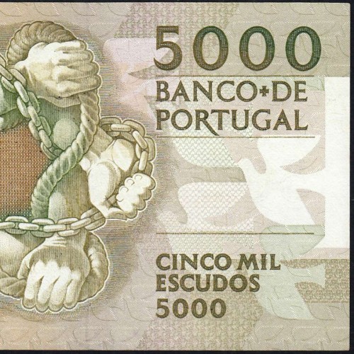 5000 Escudos 1989 Antero de Quental, 19 outubro 1989 Chapa 2A, Banco de Portugal, World Paper Money Pick 184 (Pouco Circulada)