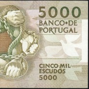 5000 Escudos 1989 Antero de Quental, 19 outubro 1989 Chapa 2A, Banco de Portugal, World Paper Money Pick 184 (Pouco Circulada)