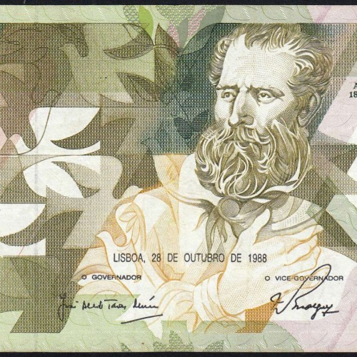 5000 Escudos 1988 Antero de Quental, 28 October 1988 Plate 2A, Bank of Portugal, World Paper Money Pick 184 (Circulated)
