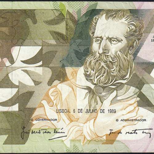 5000 Escudos 1989 Antero de Quental, 6 Julho 1989 Chapa 2A, Banco de Portugal, World Paper Money Pick 184 (Circulada)