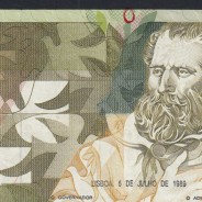 5000 Escudos 1989 Antero de Quental, 6 July 1989 Plate 2A, Bank of Portugal, World Paper Money Pick 184 (Circulated)
