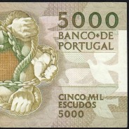 5000 Escudos 1989 Antero de Quental, 19 outubro 1989 Chapa 2A, Banco de Portugal, World Paper Money Pick 184 (Circulada)
