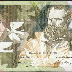 5000 Escudos 1989 Antero de Quental, 6 July 1989 Plate 2A, Bank of Portugal, World Paper Money Pick 184 (Circulated)