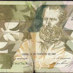 5000 Escudos 1987 Antero de Quental, 12 February 1987 Plate 2, Bank of Portugal, World Paper Money Pick 183 (Circulated)