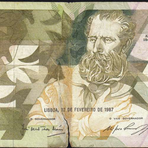 5000 Escudos 1987 Antero de Quental, 12 Fevereiro 1987 Chapa 2, Banco de Portugal, World Paper Money Pick 183 (Circulada)