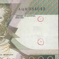 5000 Escudos 1987 Antero de Quental, 12 February 1987 Plate 2, Bank of Portugal, World Paper Money Pick 183 (Circulated)