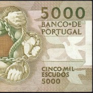 5000 Escudos 1989 Antero de Quental, 19 outubro 1989 Chapa 2A, Banco de Portugal, World Paper Money Pick 184 (Circulada)