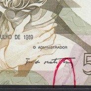 5000 Escudos 1989 Antero de Quental, 6 July 1989 Plate 2A, Bank of Portugal, World Paper Money Pick 184 (Circulated)