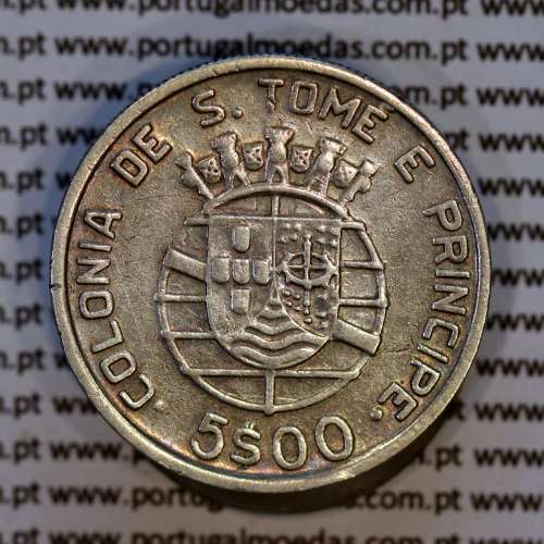 São Tomé e Príncipe, 5$00 Escudos 1948 prata, 5 Escudos Prata 1948, (MBC), World Coins Saint Thomas & Prince Island KM 6