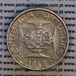 5 Escudos 1948 silver, Saint Thomas and Príncipe, Former colony portuguese, (VF), World Coins Saint Thomas & Prince KM 6