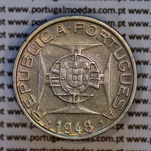 São Tomé e Príncipe, 5$00 Escudos 1948 prata, 5 Escudos Prata 1948, (MBC), World Coins Saint Thomas & Prince Island KM 6