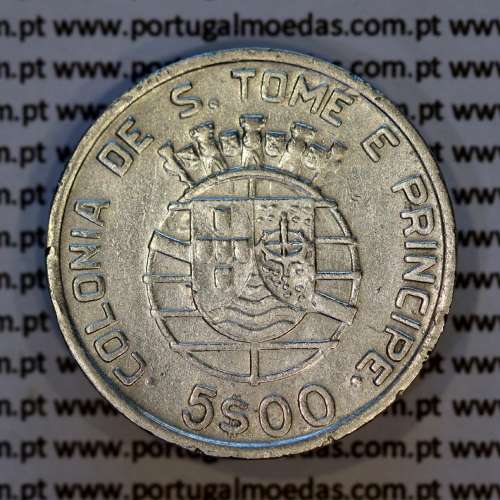 5 Escudos 1948 silver, Saint Thomas and Príncipe, Former colony portuguese, (VF), World Coins Saint Thomas & Prince KM 6