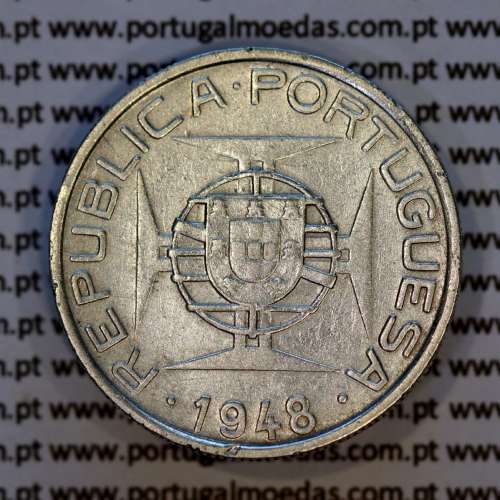 5 Escudos 1948 silver, Saint Thomas and Príncipe, Former colony portuguese, (VF), World Coins Saint Thomas & Prince KM 6