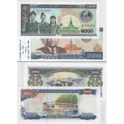 LAOS - LOTE DE 2 NOTAS DIFERENTES - SERIE 1998-2003 ( NÃO CIRCULADAS )