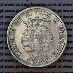 São Tomé e Príncipe, 5$00 Escudos 1939 prata, 5 Escudos Prata 1939, (MBC), World Coins Saint Thomas & Prince Island KM 6
