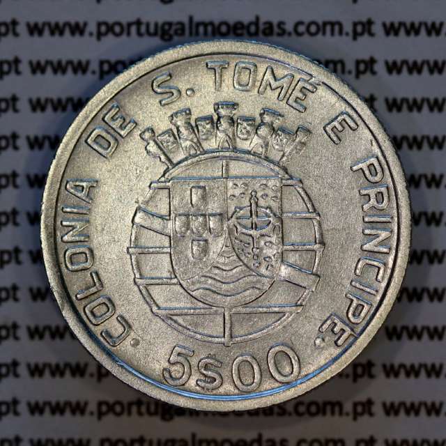 5 Escudos 1939 silver, Saint Thomas and Príncipe, Former colony portuguese, (VF), World Coins Saint Thomas & Prince KM 6