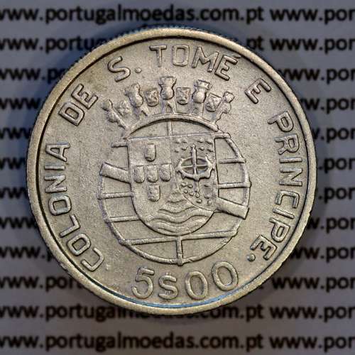 São Tomé e Príncipe, 5$00 Escudos 1939 prata, 5 Escudos Prata 1939, (MBC), World Coins Saint Thomas & Prince Island KM 6 02