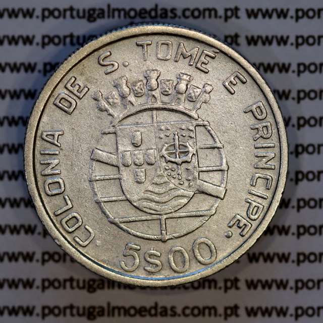 São Tomé e Príncipe, 5$00 Escudos 1939 prata, 5 Escudos Prata 1939, (MBC), World Coins Saint Thomas & Prince Island KM 6 02