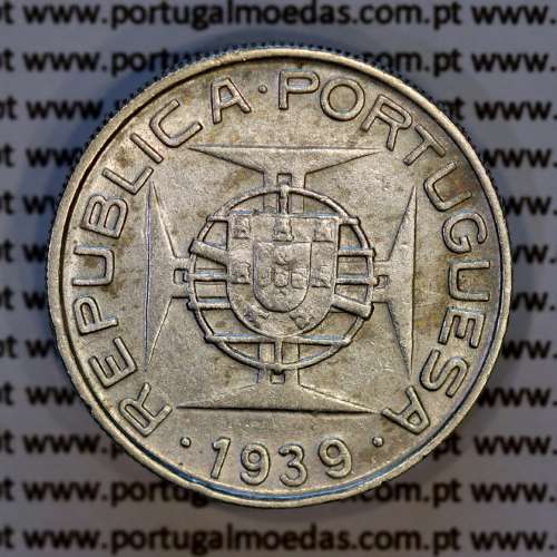 São Tomé e Príncipe, 5$00 Escudos 1939 prata, 5 Escudos Prata 1939, (MBC), World Coins Saint Thomas & Prince Island KM 6 02