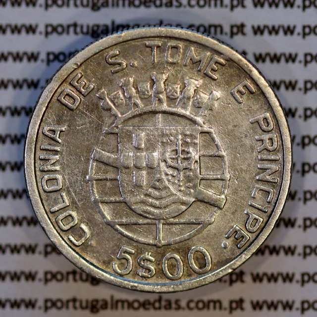São Tomé e Príncipe, 5$00 Escudos 1939 prata, 5 Escudos Prata 1939, (MBC-), World Coins Saint Thomas & Prince Island KM 6 04