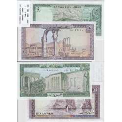 LIBANO - LOTE DE 2 NOTAS DIFERENTES - SERIE 1964-1986 ( NÃO CIRCULADAS )