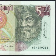 5000 Escudos banknote 1997 Vasco da Gama, 5000$00 11/09/1997 Plate: 3 - Bank of Portugal (Lightly circulated) - Pick 190