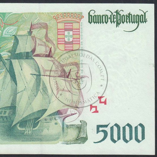 5000 Escudos banknote 1997 Vasco da Gama, 5000$00 11/09/1997 Plate: 3 - Bank of Portugal (Lightly circulated) - Pick 190