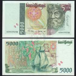 5000 Escudos banknote 1997 Vasco da Gama, 5000$00 11/09/1997 Plate: 3 - Bank of Portugal (Lightly circulated) - Pick 190