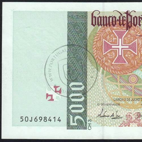5000 Escudos banknote 1998 Vasco da Gama, 5000$00 02/07/1998 Plate: 3 - Bank of Portugal (Lightly Circulated) - Pick 190
