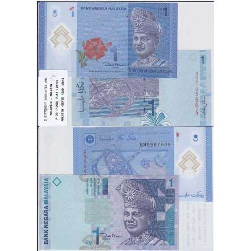 MALÁSIA - LOTE DE 2 NOTAS DIFERENTES - SERIE 1998-2012 ( NÃO CIRCULADAS )