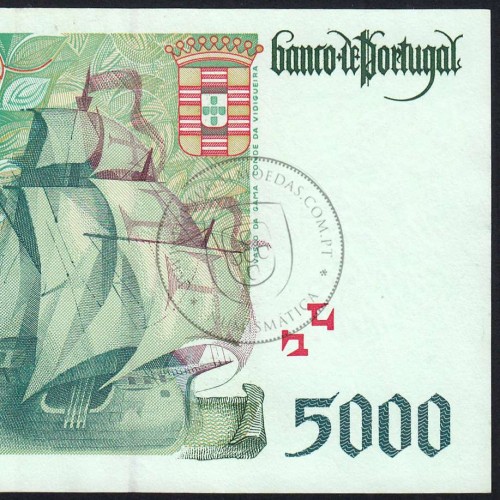 5000 Escudos banknote 1998 Vasco da Gama, 5000$00 02/07/1998 Plate: 3 - Bank of Portugal (Lightly Circulated) - Pick 190