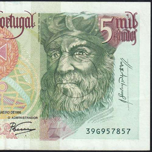 Nota de 5000 Escudos 1995 Vasco da Gama, 5000$00 05/01/1995 Chapa: 3 - Banco de Portugal (Circulada) - Pick 190