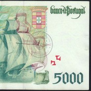Nota de 5000 Escudos 1995 Vasco da Gama, 5000$00 05/01/1995 Chapa: 3 - Banco de Portugal (Circulada) - Pick 190
