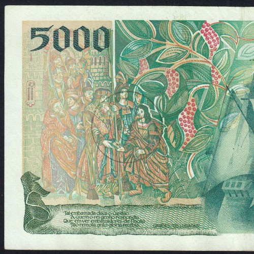 5000 Escudos banknote 1995 Vasco da Gama, 5000$00 05/01/1995 Plate: 3 - Bank of Portugal (Circulated) - Pick 190