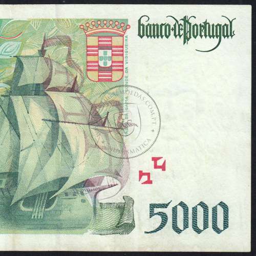 Nota de 5000 Escudos 1996 Vasco da Gama, 5000$00 12/09/1996 Chapa: 3 - Banco de Portugal (Circulada) - Pick 190