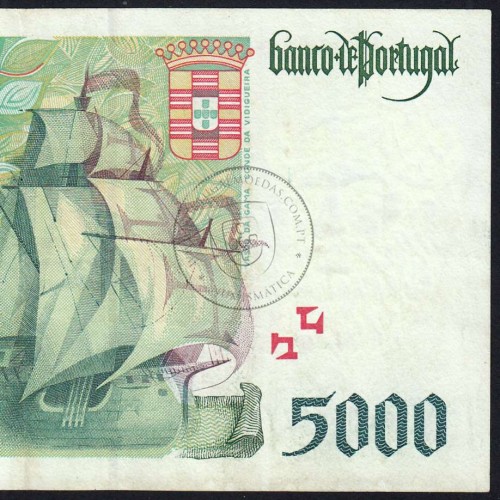 Nota de 5000 Escudos 1996 Vasco da Gama, 5000$00 12/09/1996 Chapa: 3 - Banco de Portugal (Circulada) - Pick 190