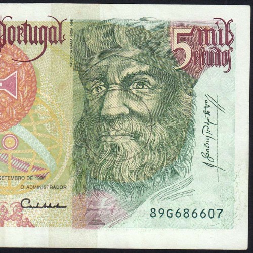 Nota de 5000 Escudos 1996 Vasco da Gama, 5000$00 12/09/1996 Chapa: 3 - Banco de Portugal (Circulada) - Pick 190