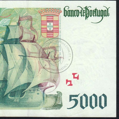 Nota de 5000 Escudos 1996 Vasco da Gama, 5000$00 12/09/1996 Chapa: 3 - Banco de Portugal (Circulada) - Pick 190